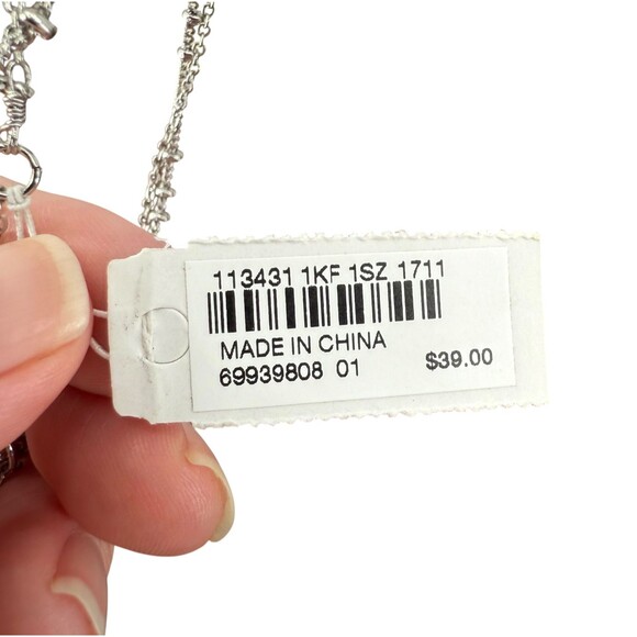 J. Jill Layered Necklace & Earrings Beaded Metal Pear Charm Rhinestone Dangle - Picture 6 of 11